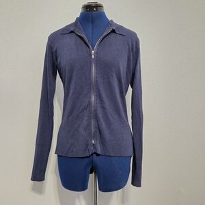 Vintage Blue Silk Zip Cardigan Size S
